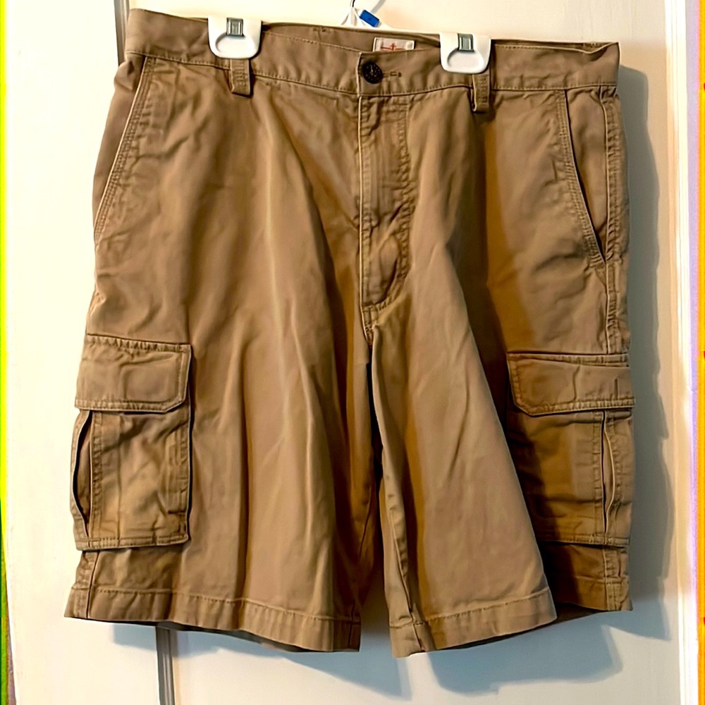 Mens Khaki Docker Shorts, Size 34